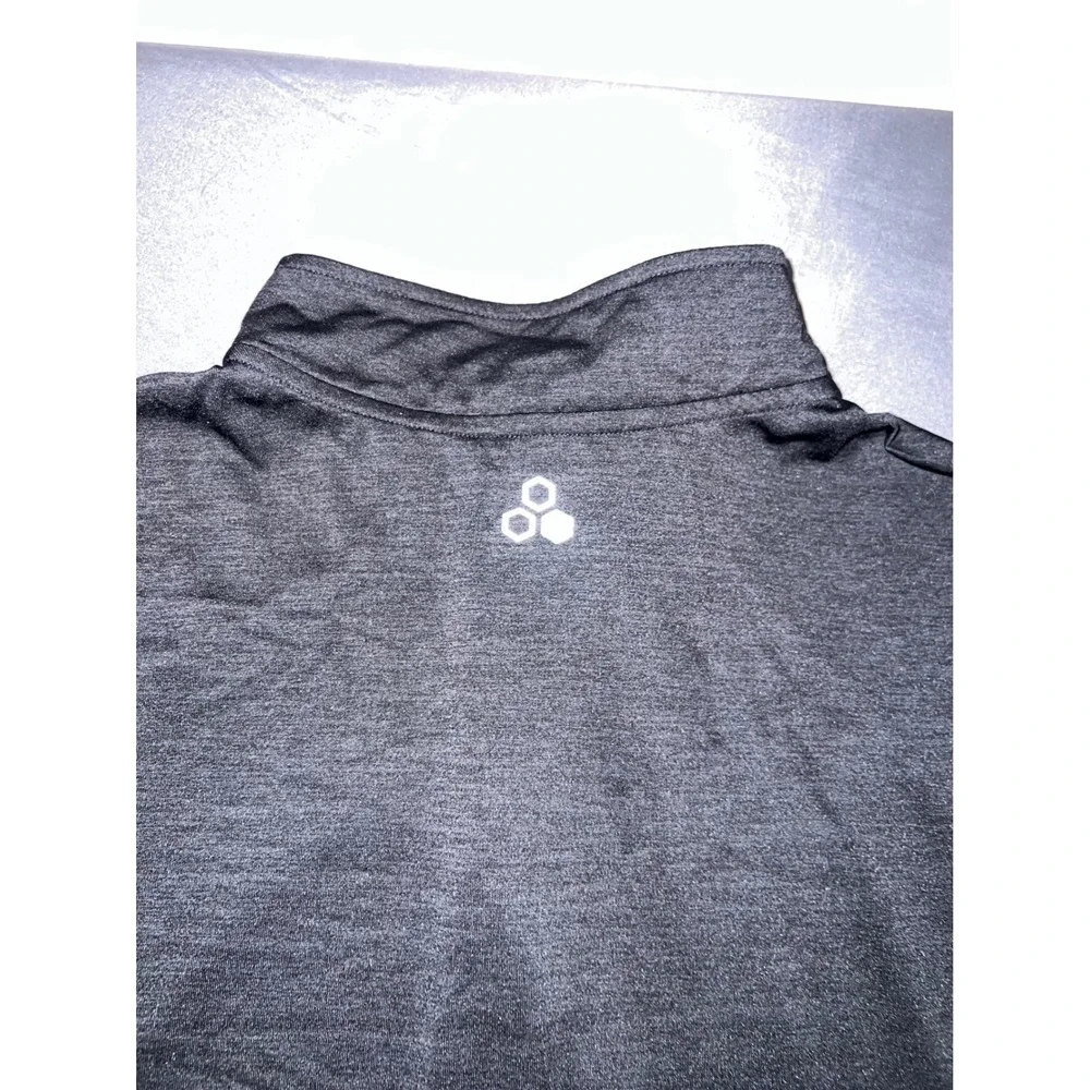 Tek Gear DryTek Mens Quarter Zip Pullover Black Heather Performance Shirt Large